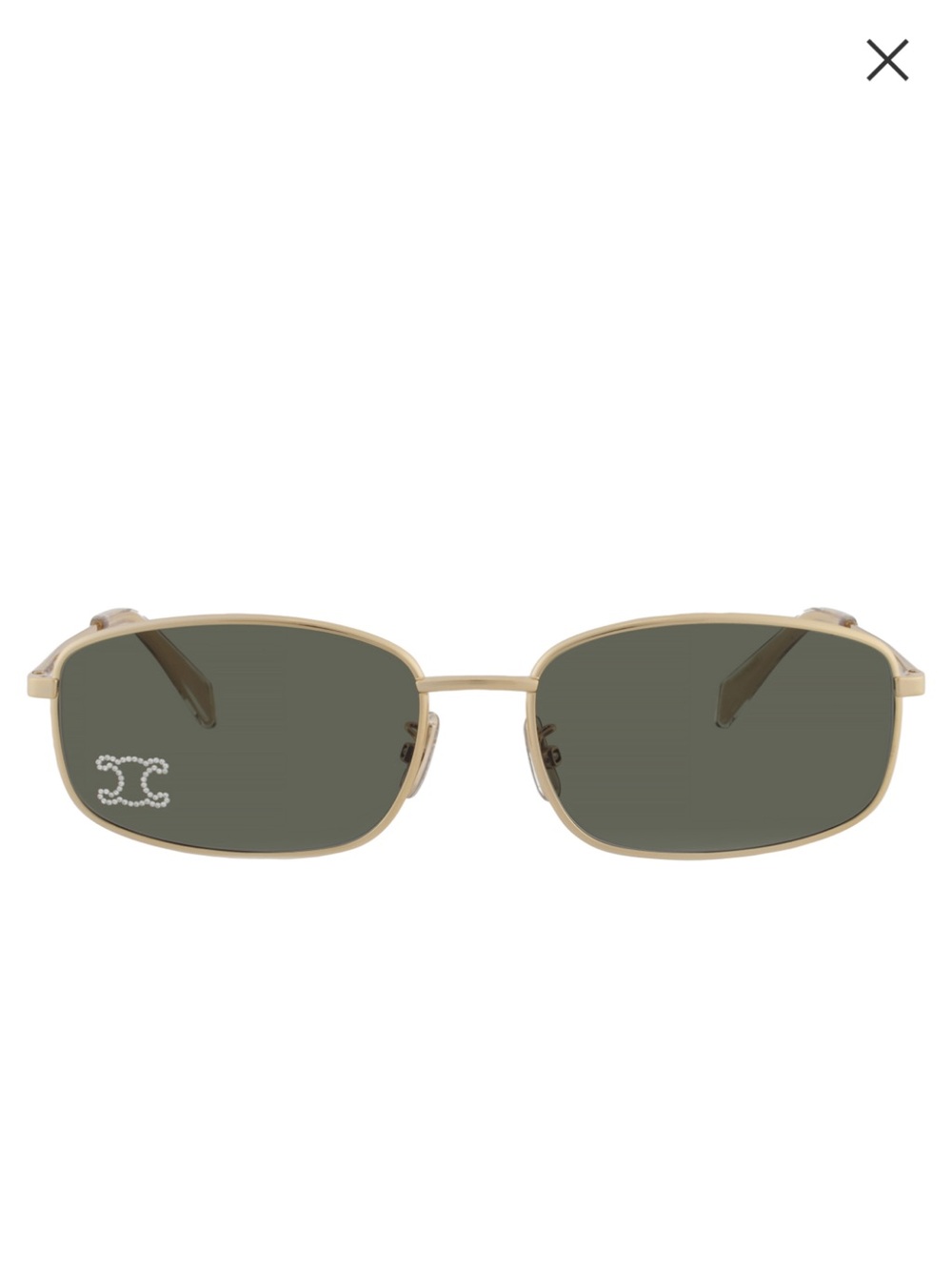 Celine RHINESTONE TRIOMPHE Green Rectangular Ladies Sunglasses